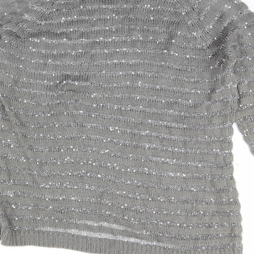 Originals Womens Grey Striped  Pullover Jumper Size L