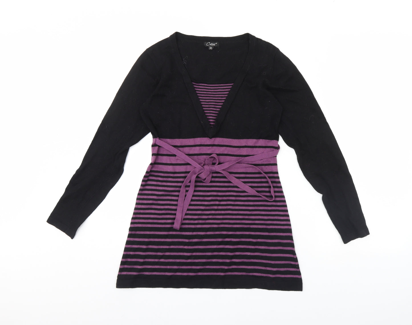 Preworn Womens Black Striped  Pullover Jumper Size 8