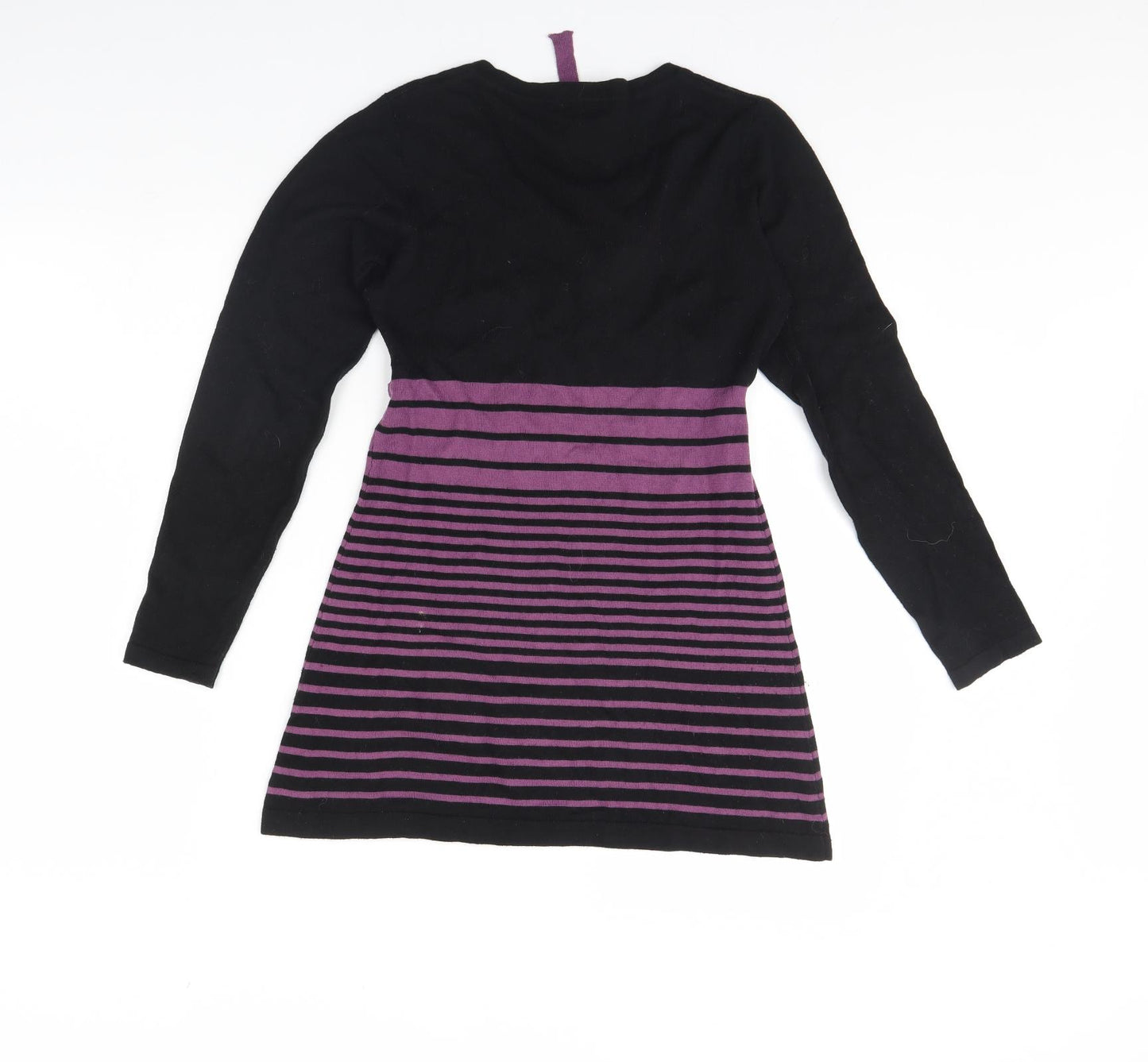 Preworn Womens Black Striped  Pullover Jumper Size 8