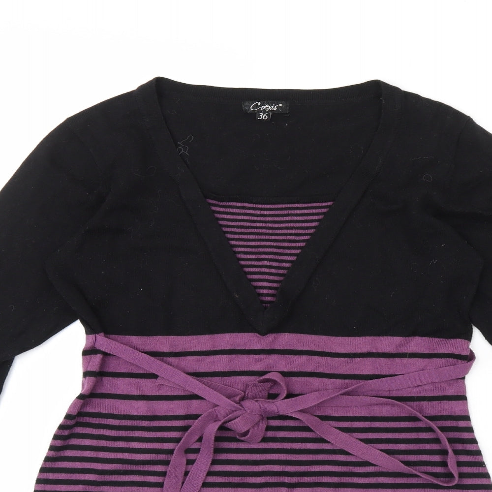 Preworn Womens Black Striped  Pullover Jumper Size 8