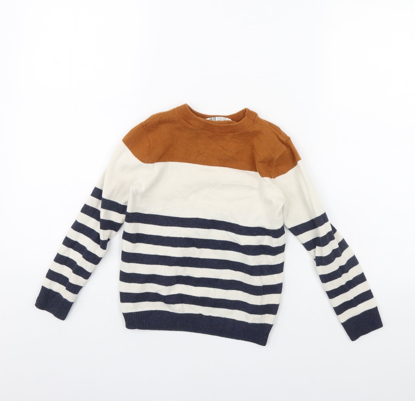 H&M Boys White Striped  Pullover Jumper Size 6 Years