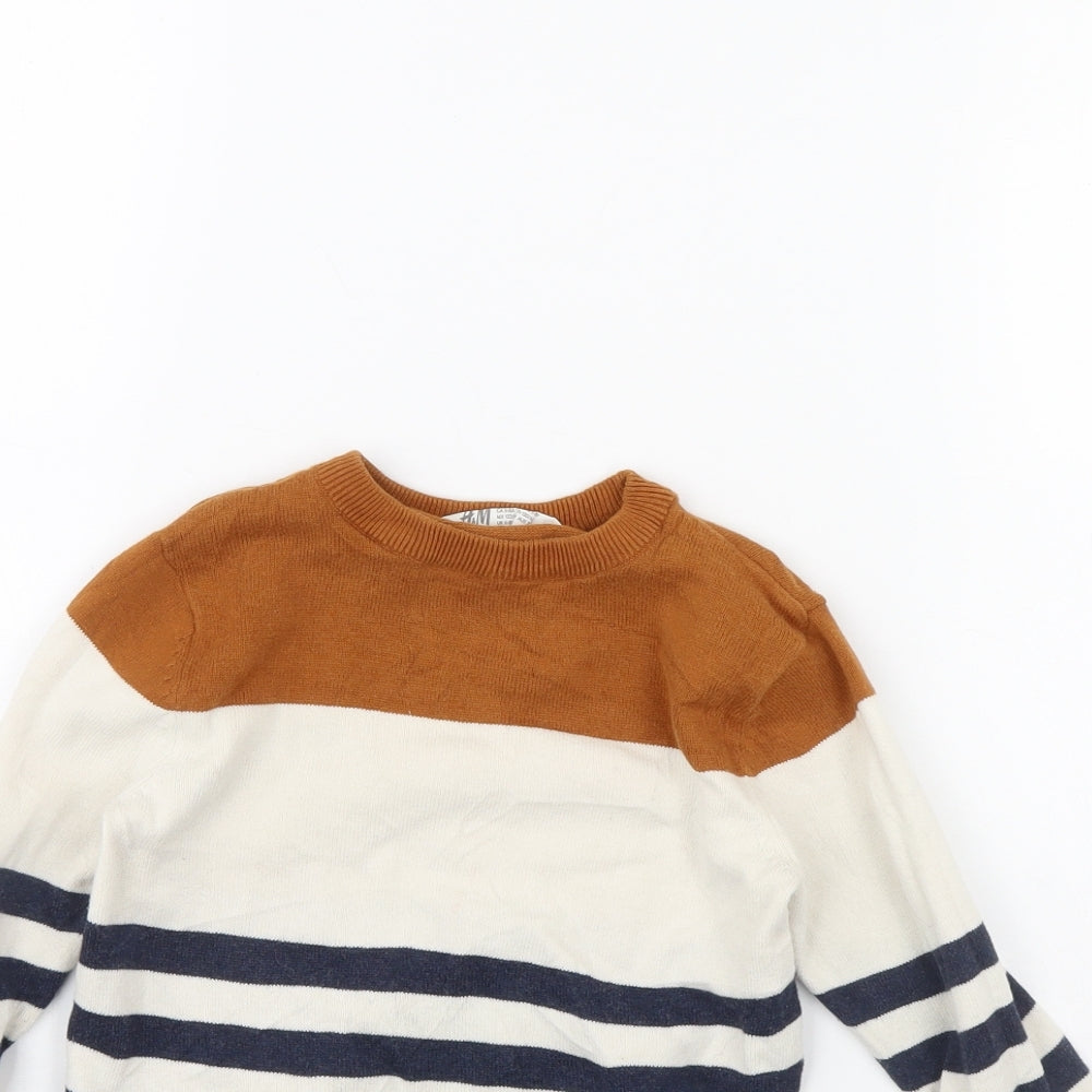 H&M Boys White Striped  Pullover Jumper Size 6 Years