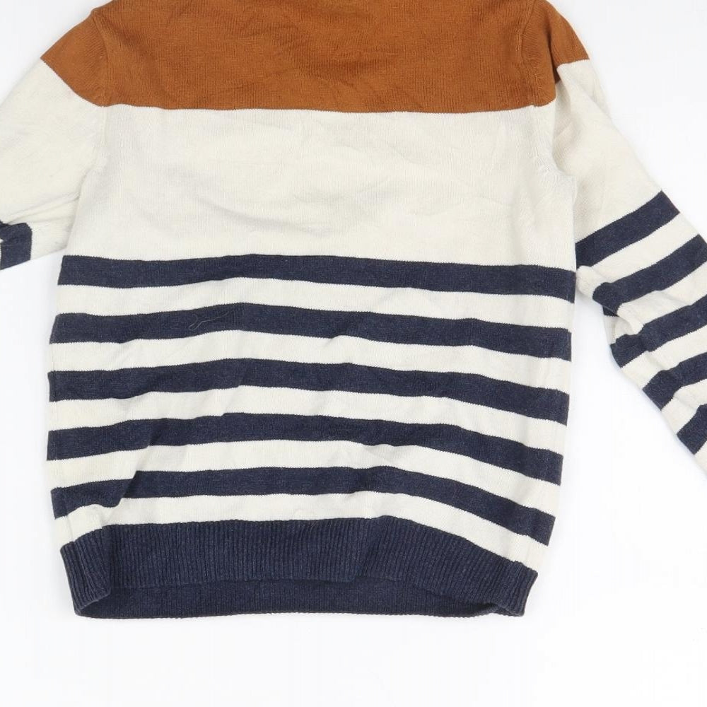 H&M Boys White Striped  Pullover Jumper Size 6 Years