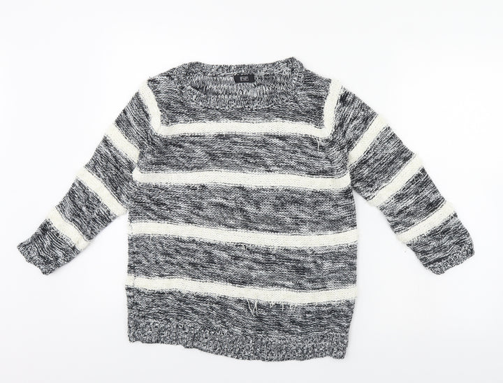 F&F Womens Black Striped Pullover Jumper Size 10