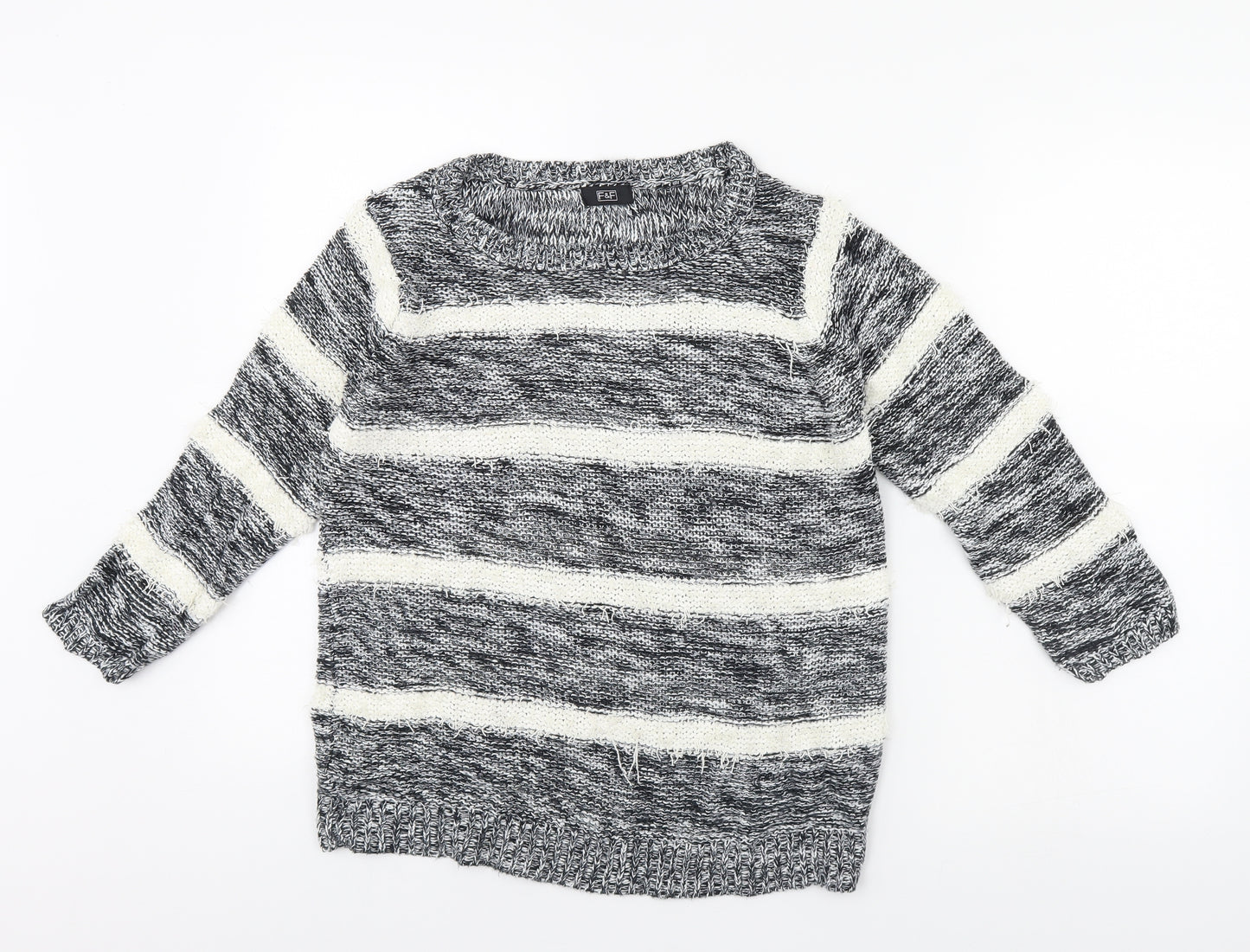 F&F Womens Black Striped  Pullover Jumper Size 10