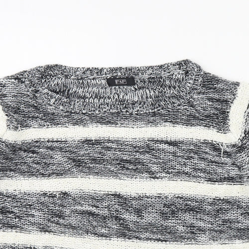 F&F Womens Black Striped  Pullover Jumper Size 10