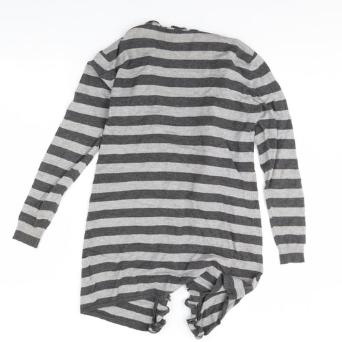 Roman Womens Grey Striped  Cardigan Jumper Size 14