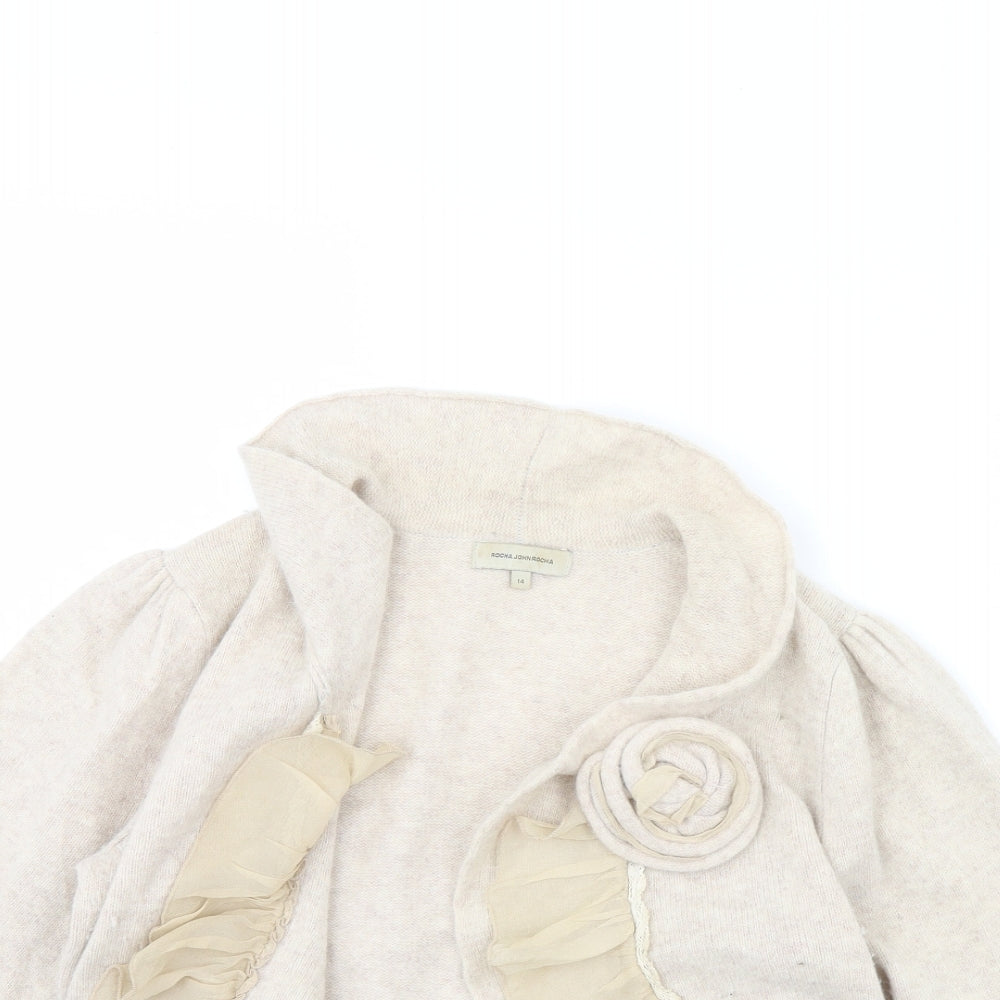 rocha john rocha Womens Beige   Cardigan Jumper Size 14