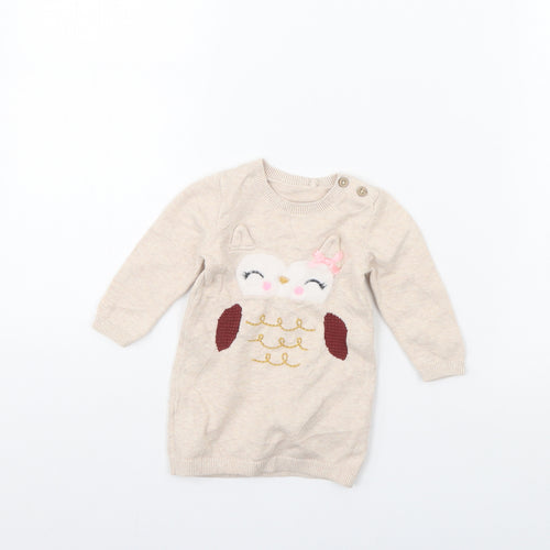 TU Girls Beige   Jumper Dress  Size 3-6 Months