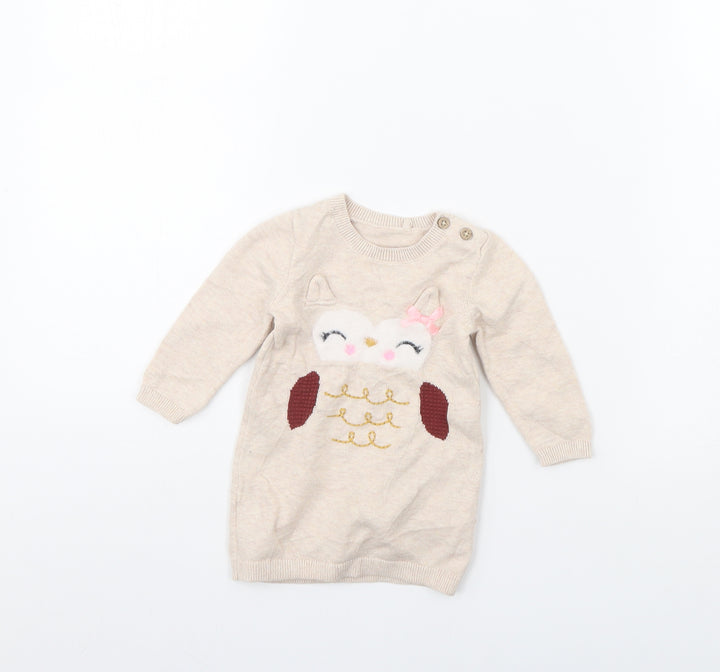 TU Girls Beige Jumper Dress Size 3-6 Months