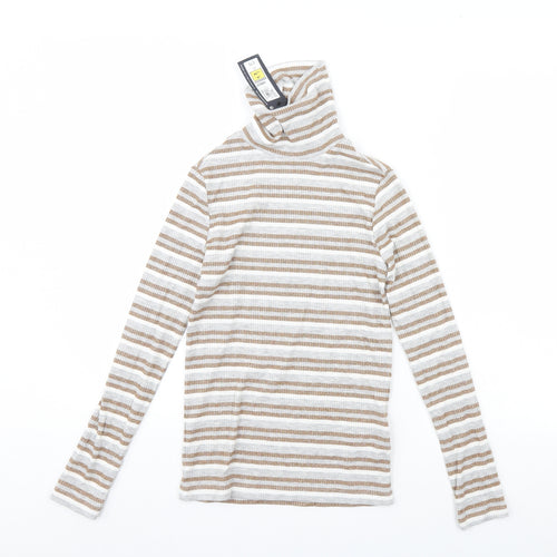 M&S Womens Beige Striped  Pullover Jumper Size 6
