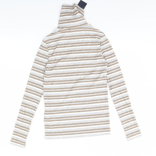 M&S Womens Beige Striped  Pullover Jumper Size 6