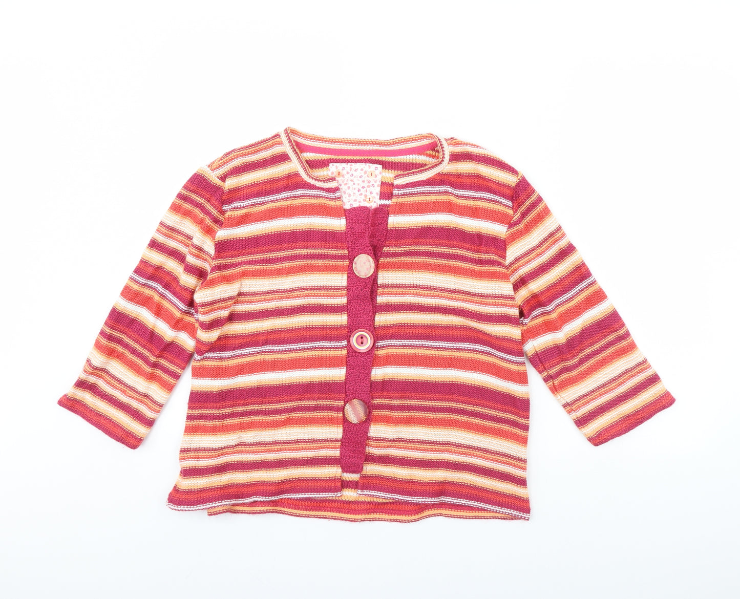 Preworn Womens Pink Striped  Cardigan Jumper Size XL