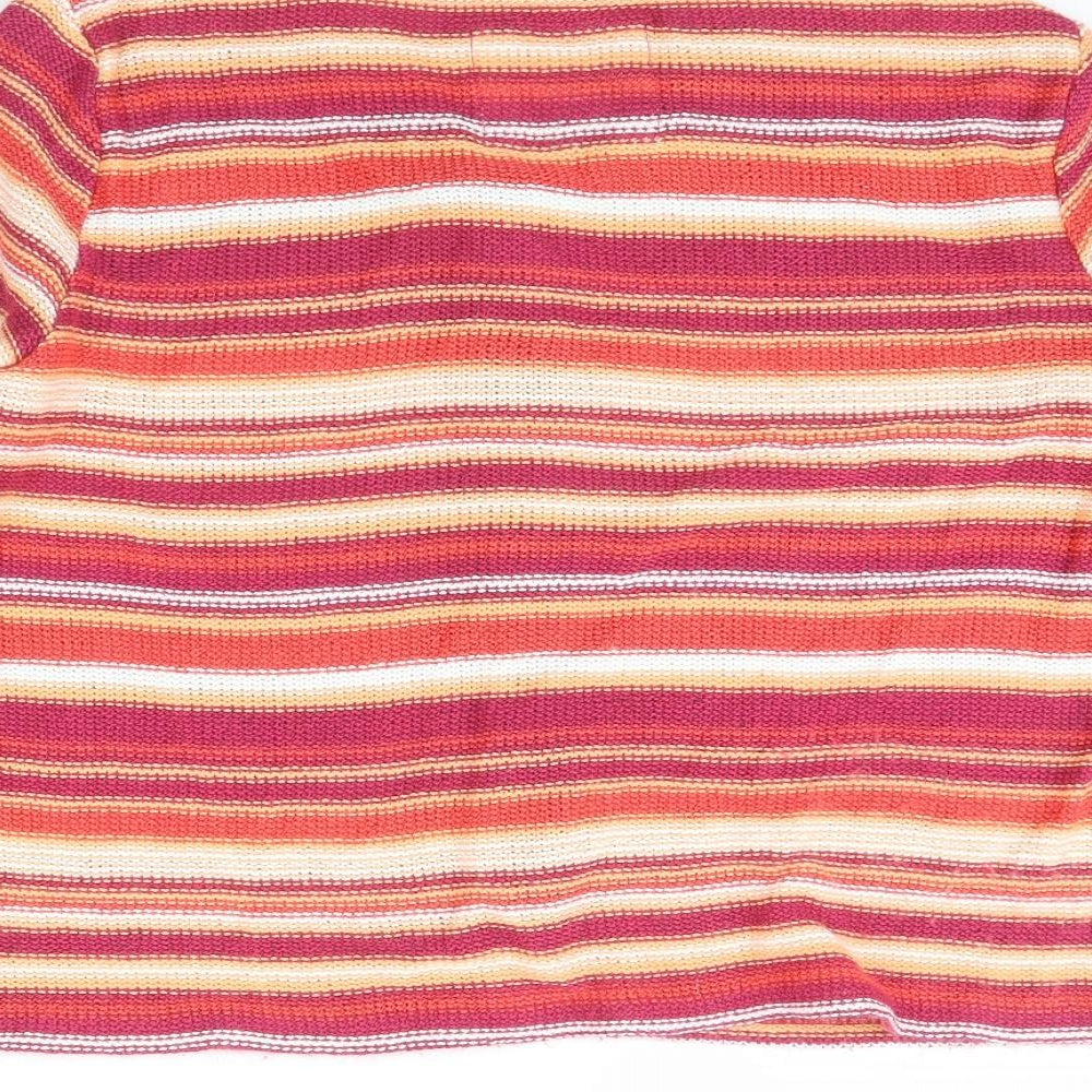 Preworn Womens Pink Striped  Cardigan Jumper Size XL