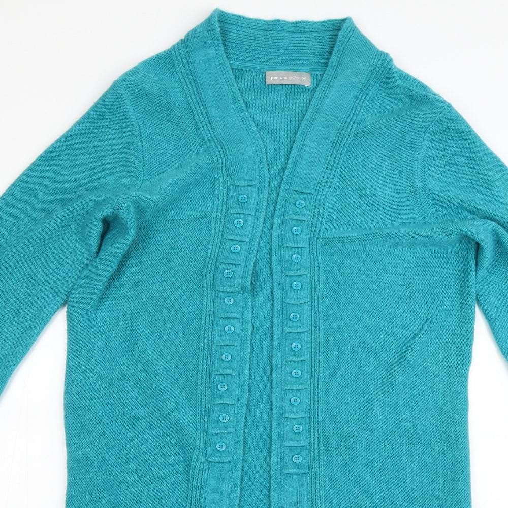 Per Una Womens Blue   Cardigan Jumper Size 14