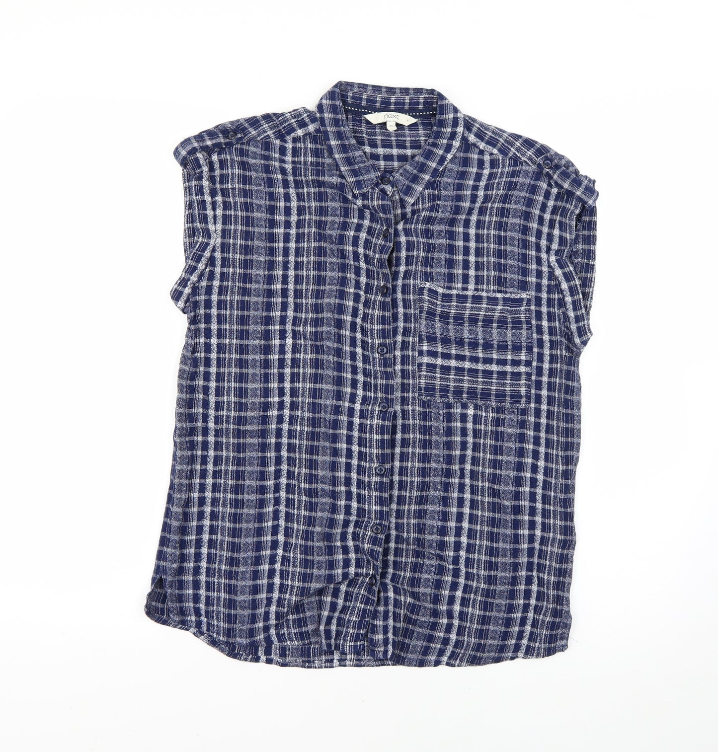NEXT Womens Blue Check  Basic Button-Up Size 10