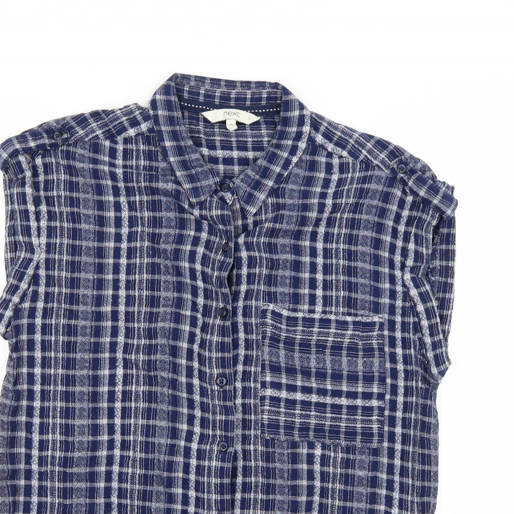 NEXT Womens Blue Check  Basic Button-Up Size 10