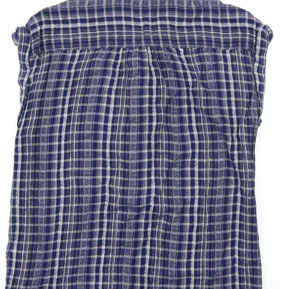 NEXT Womens Blue Check  Basic Button-Up Size 10