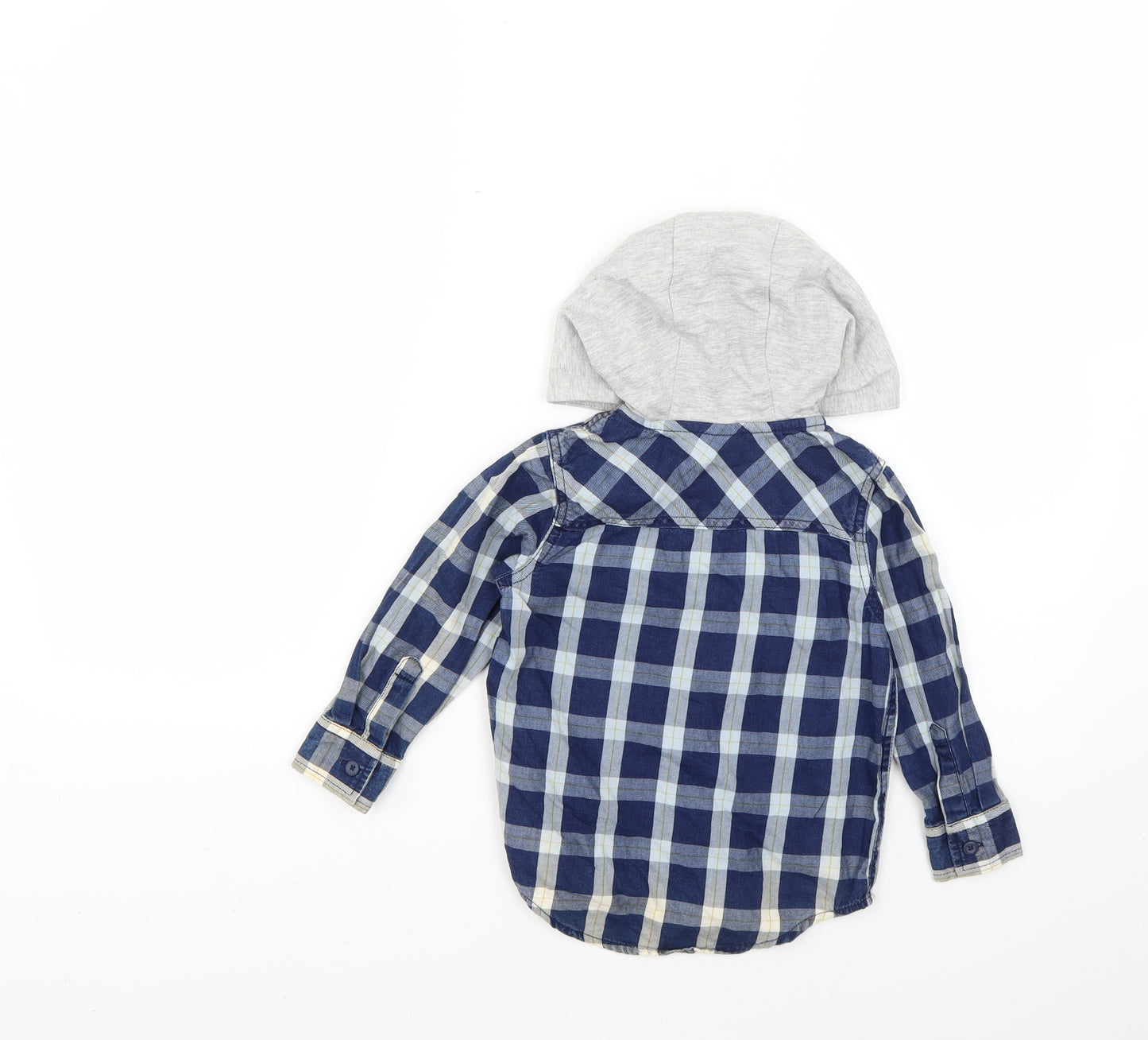 F&F Boys Blue Check  Pullover Hoodie Size 2-3 Years