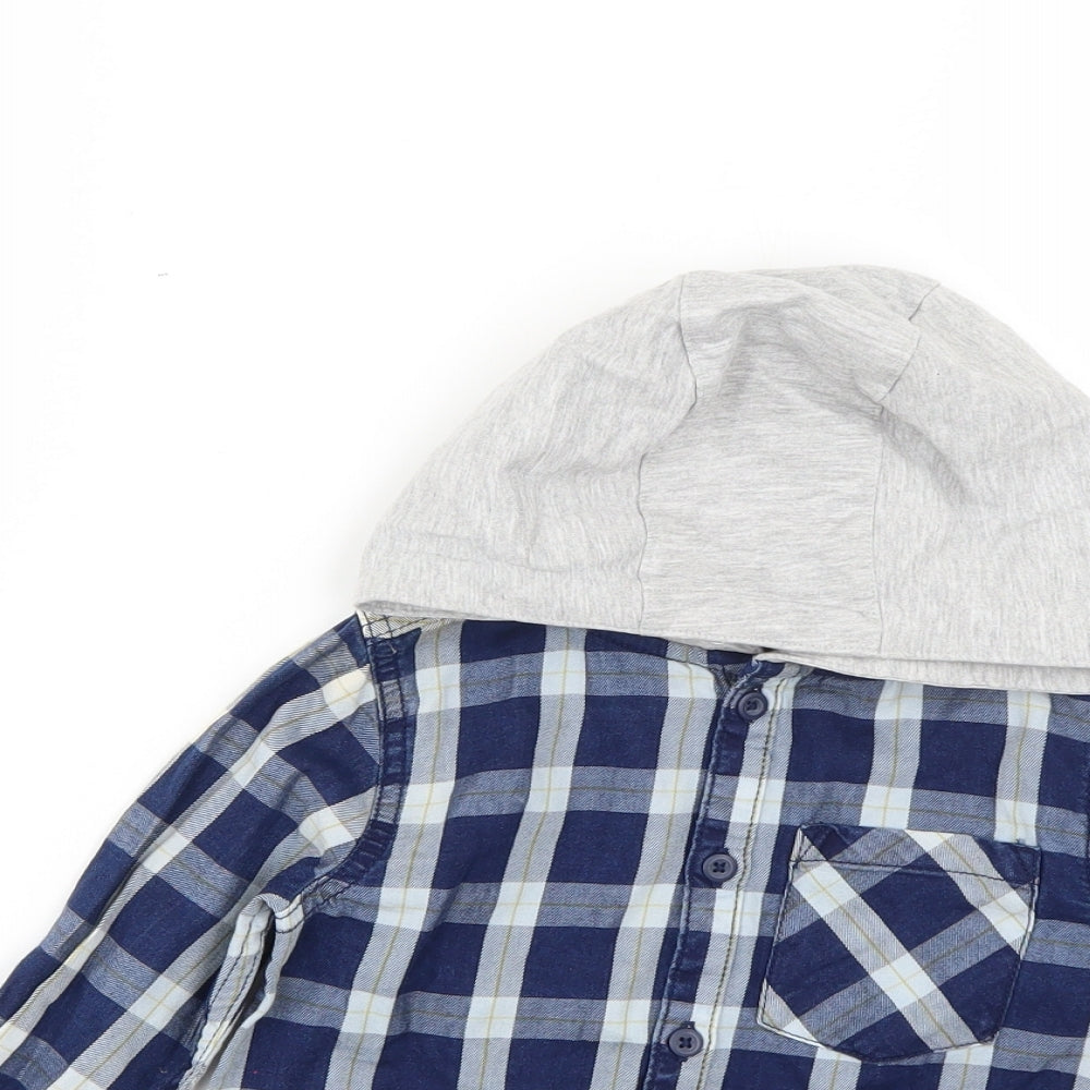 F&F Boys Blue Check  Pullover Hoodie Size 2-3 Years