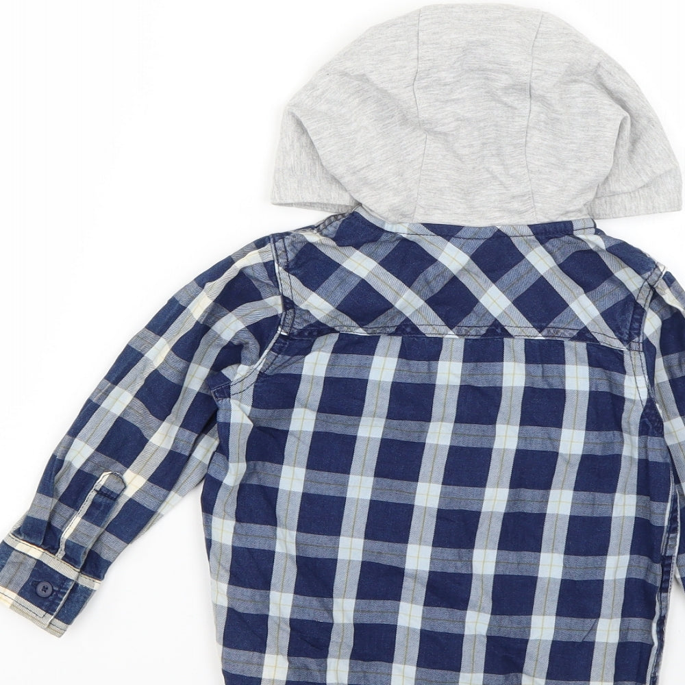 F&F Boys Blue Check  Pullover Hoodie Size 2-3 Years