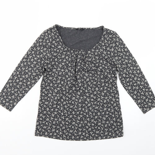 M&Co Womens Grey Floral  Basic Blouse Size 8