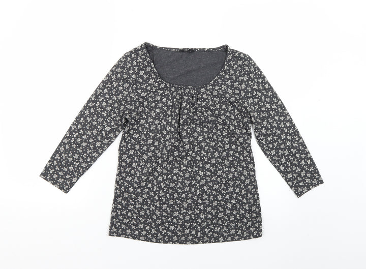 M&Co Womens Grey Floral Basic Blouse Size 8