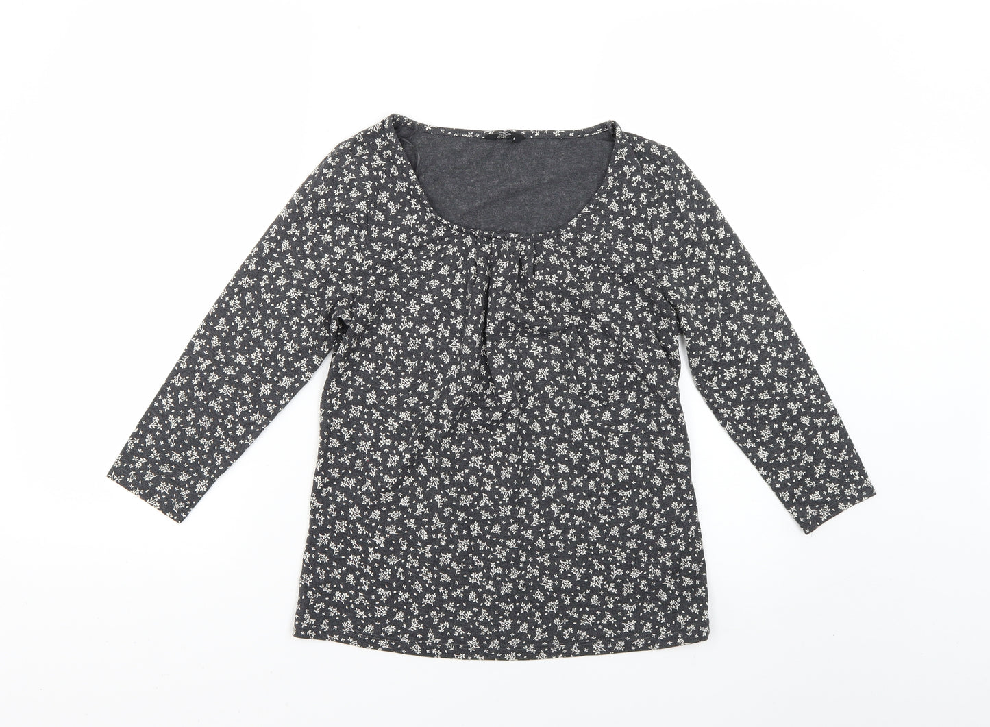 M&Co Womens Grey Floral  Basic Blouse Size 8