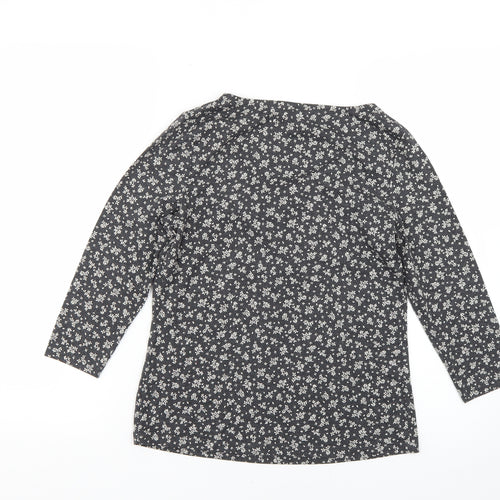 M&Co Womens Grey Floral  Basic Blouse Size 8