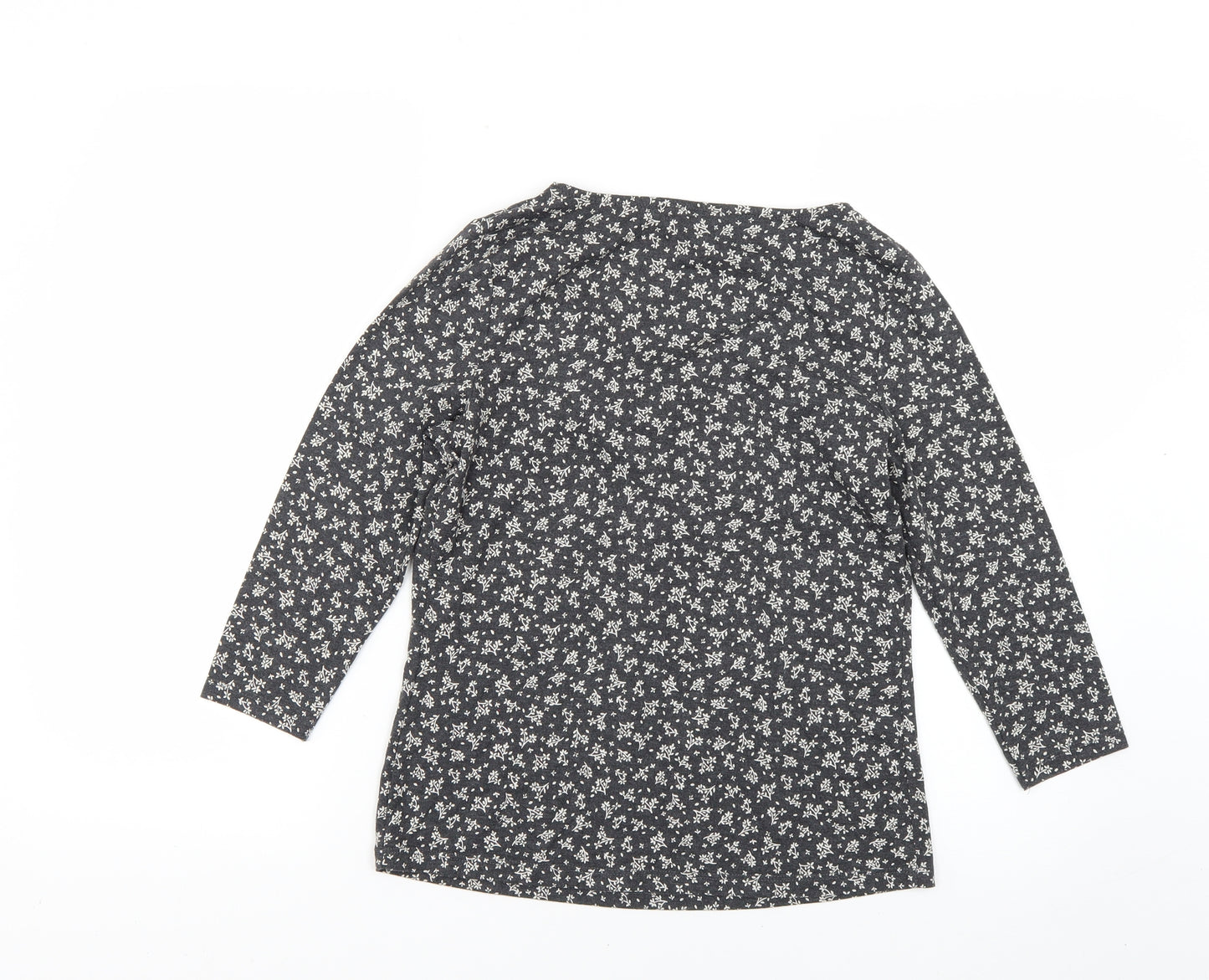 M&Co Womens Grey Floral  Basic Blouse Size 8