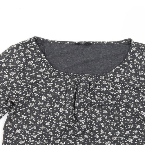 M&Co Womens Grey Floral  Basic Blouse Size 8