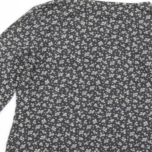 M&Co Womens Grey Floral  Basic Blouse Size 8