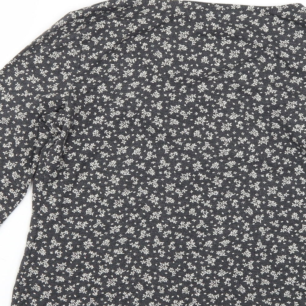 M&Co Womens Grey Floral  Basic Blouse Size 8