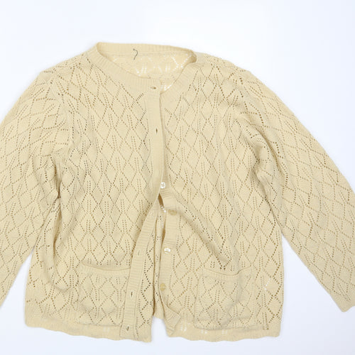 BM Womens Beige   Cardigan Jumper Size L