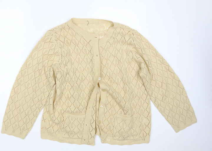 BM Womens Beige   Cardigan Jumper Size L