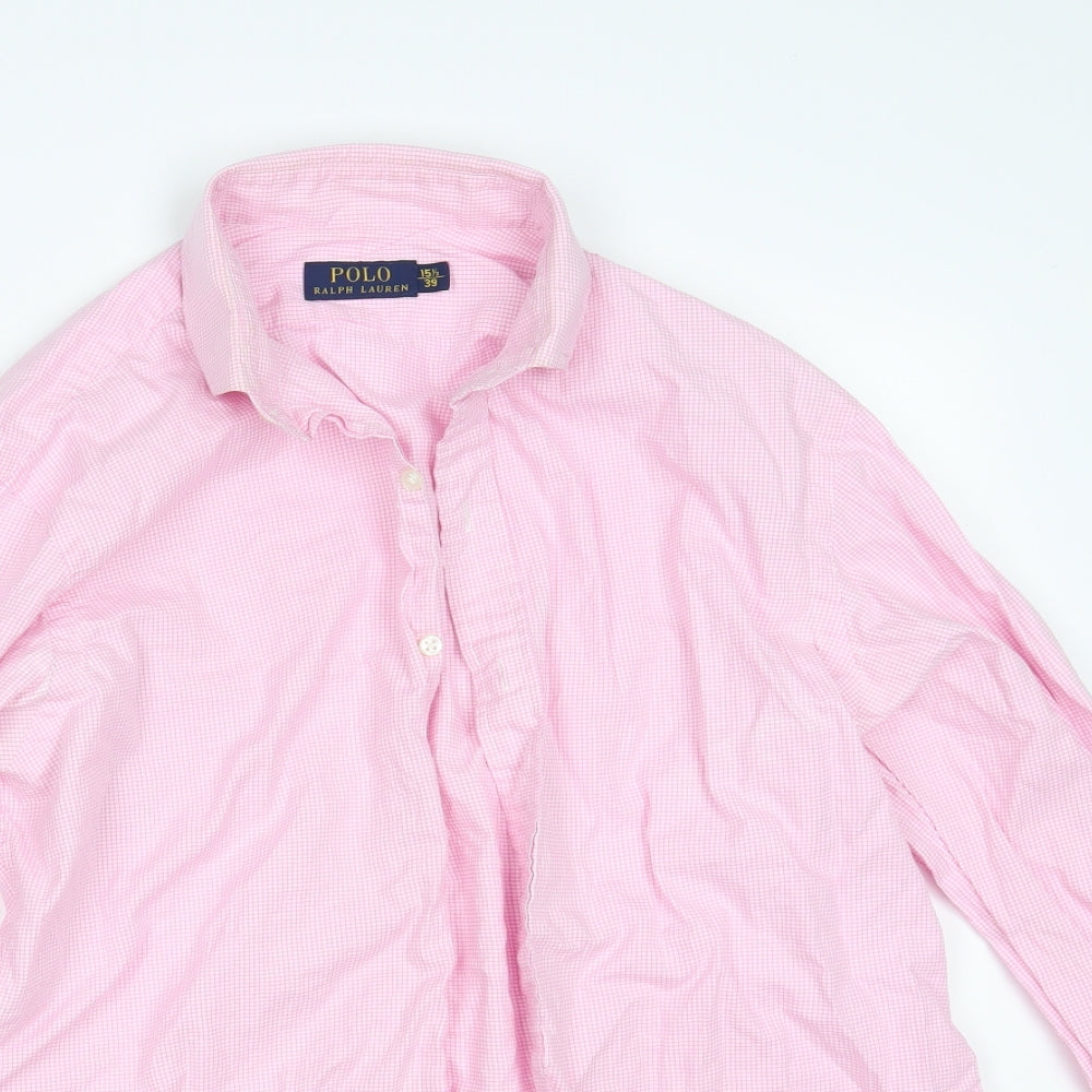 Polo Ralph Lauren Mens Pink Check   Button-Up Size 15.5