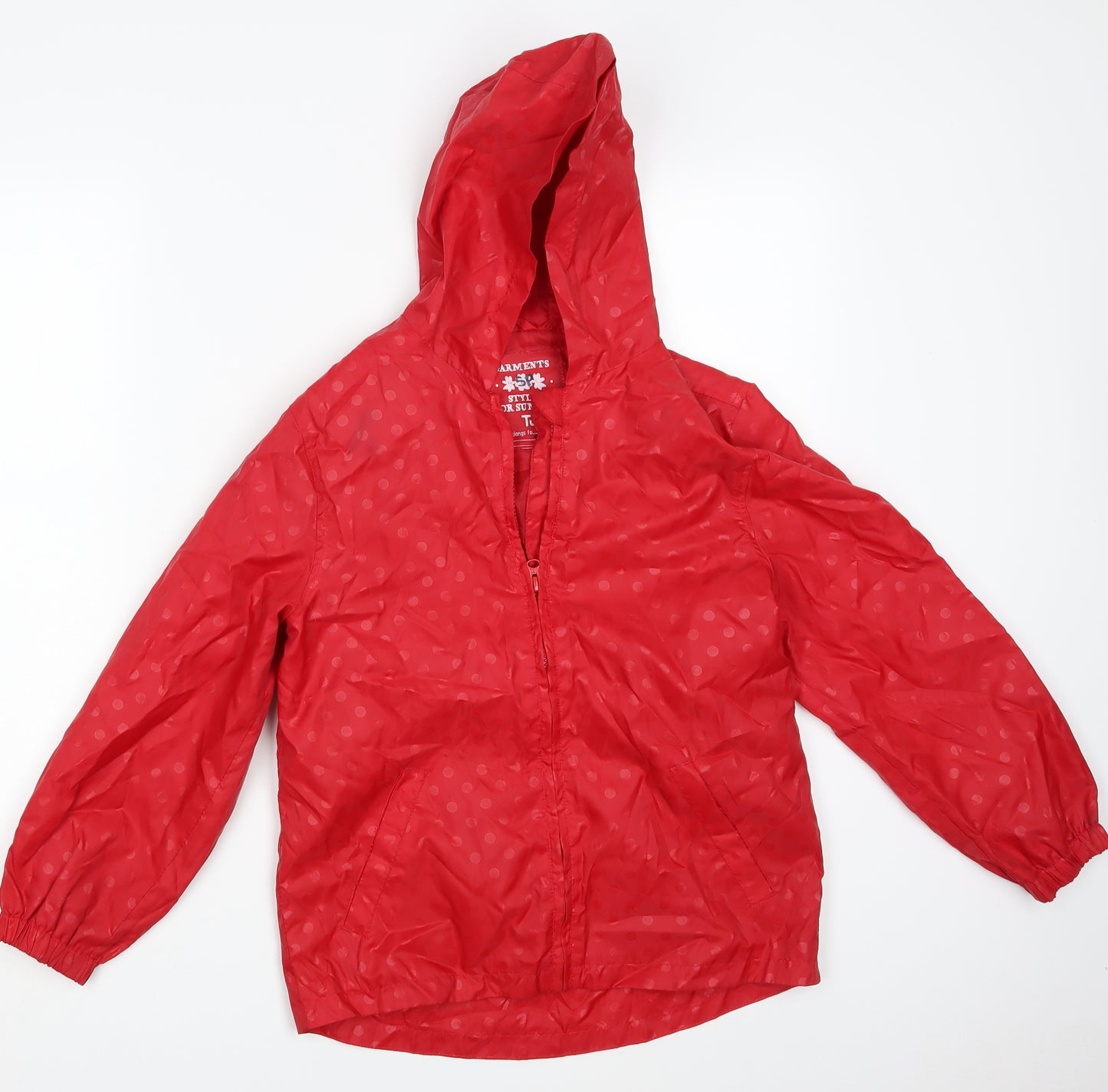 TU Girls Red Polka Dot  Rain Coat Coat Size 9-10 Years