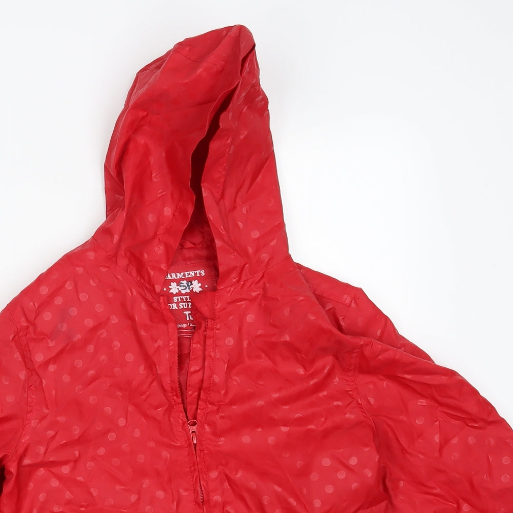 TU Girls Red Polka Dot  Rain Coat Coat Size 9-10 Years