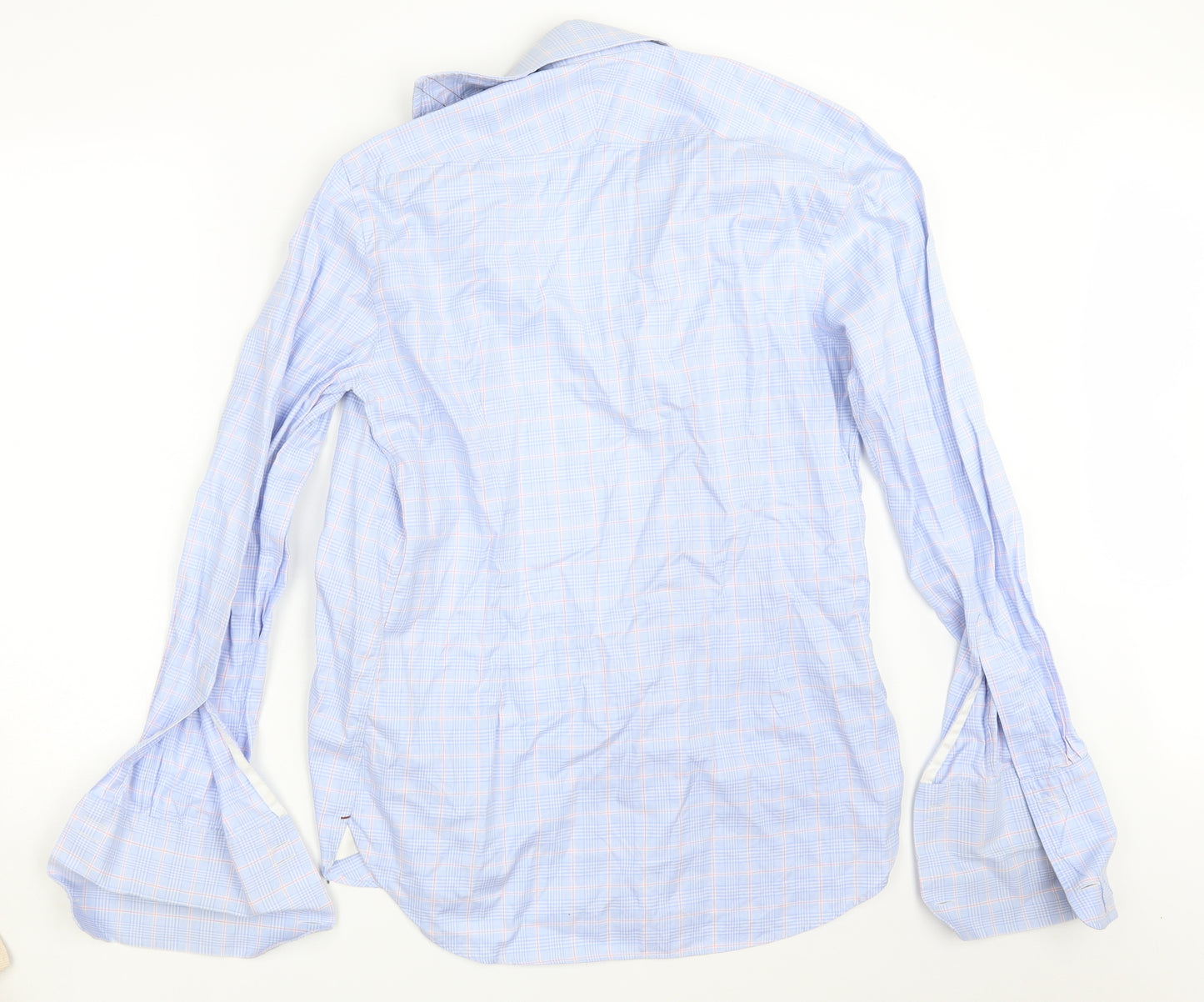 M&S Mens Blue Check   Dress Shirt Size 15