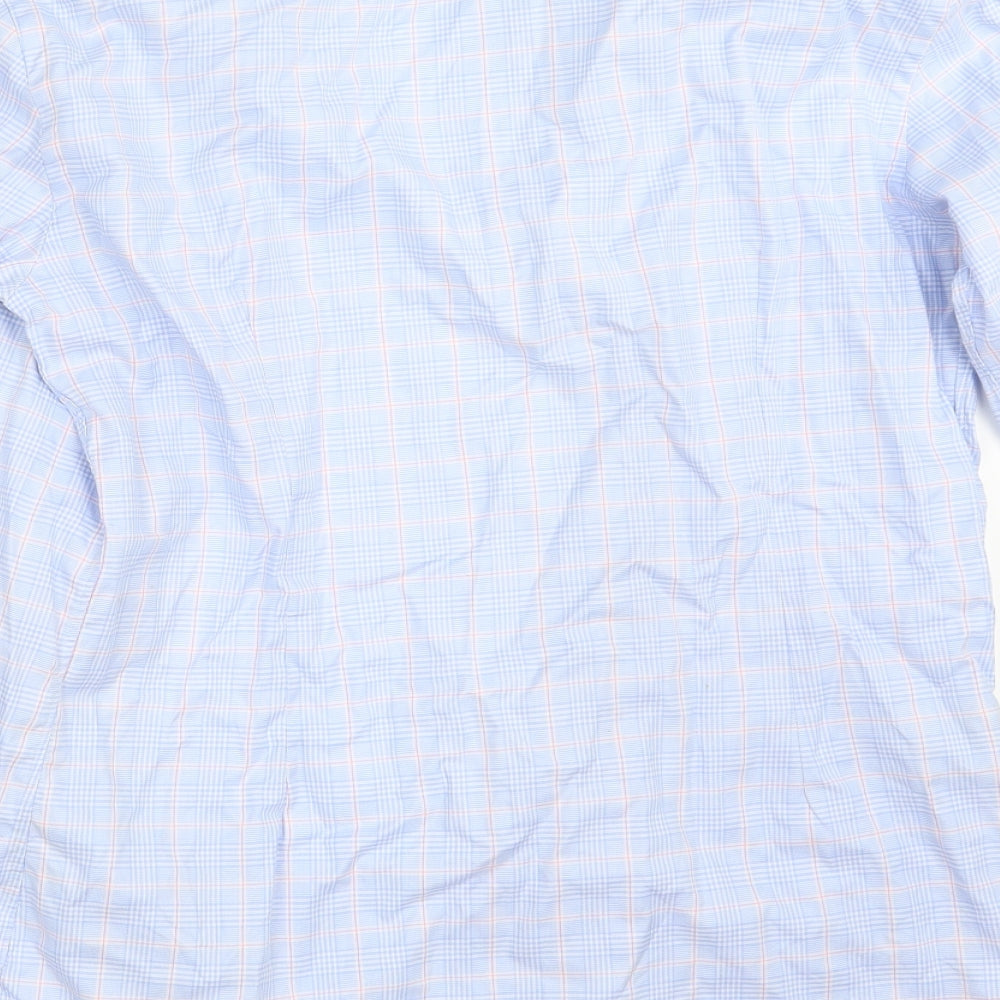 M&S Mens Blue Check   Dress Shirt Size 15