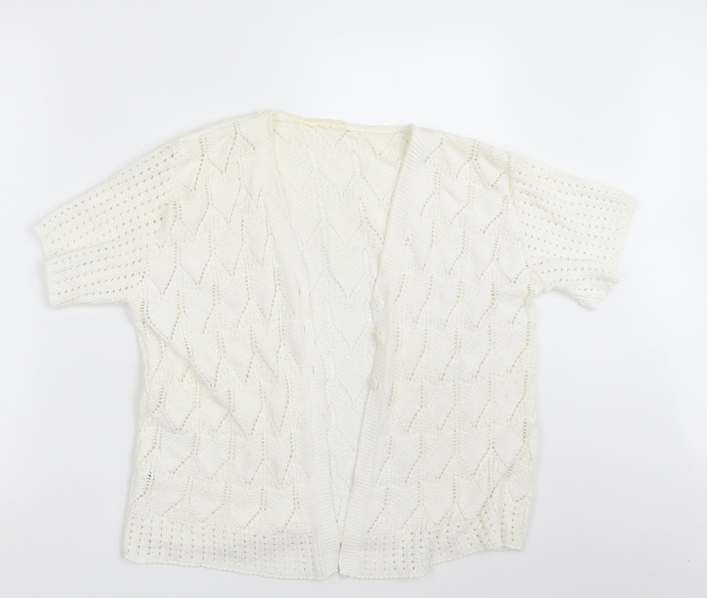 Preworn Womens Ivory Argyle/Diamond  Cardigan Jumper Size M