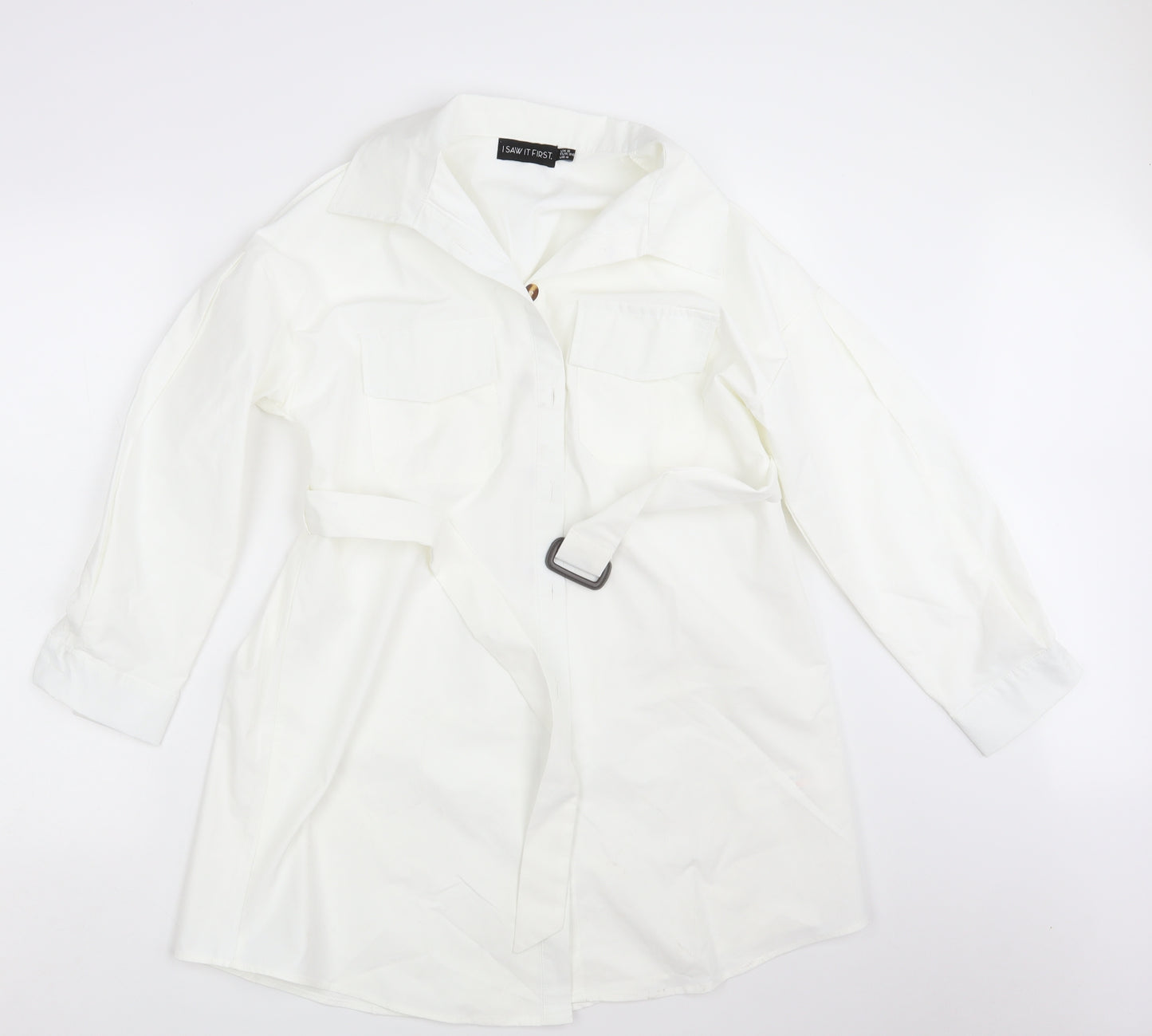 I SAW IT FIRST Womens Ivory   Shirt Dress  Size 8
