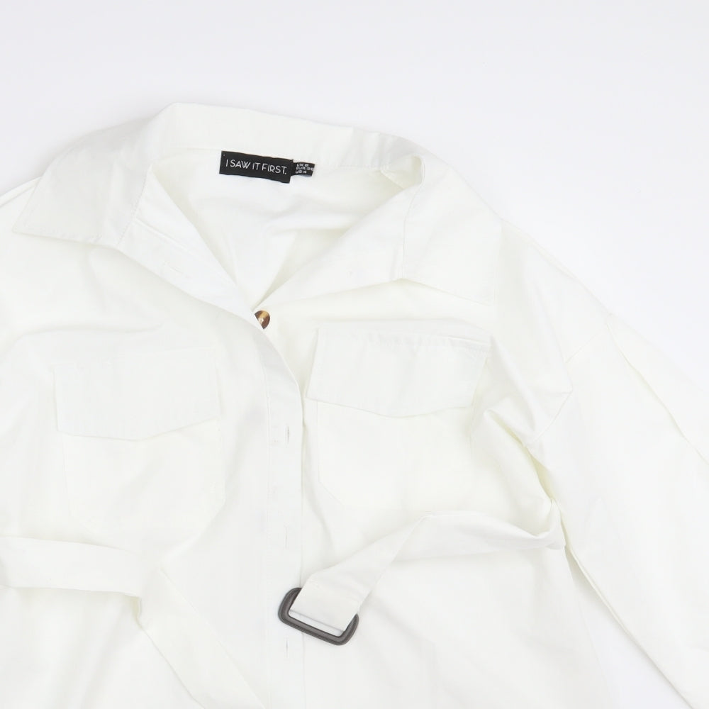 I SAW IT FIRST Womens Ivory   Shirt Dress  Size 8
