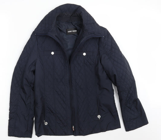 Front view of Gerry Weber women’s blue jacket, size UK 12