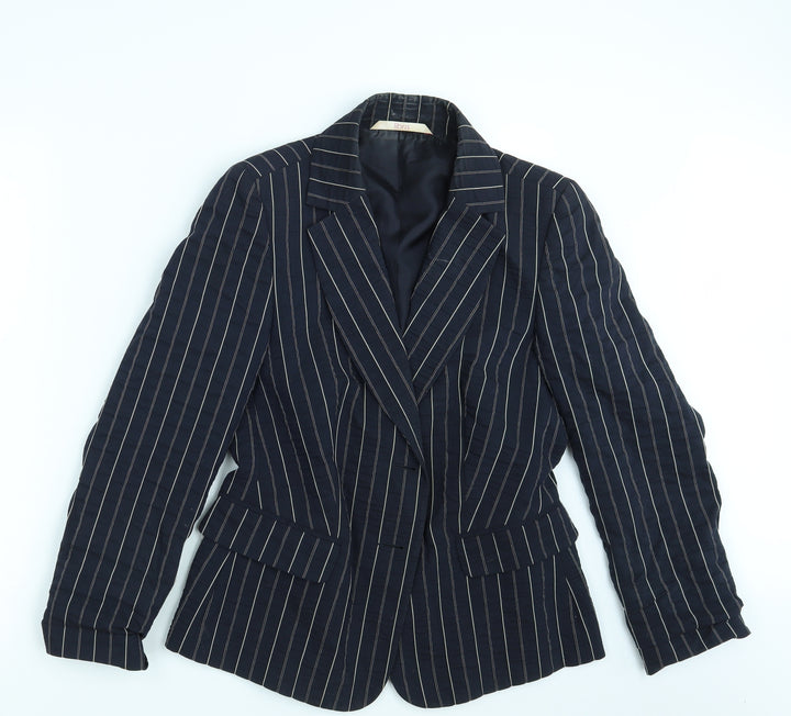 Libra Womens Blue Striped  Jacket Blazer Size 10