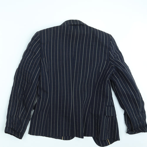 Libra Womens Blue Striped  Jacket Blazer Size 10
