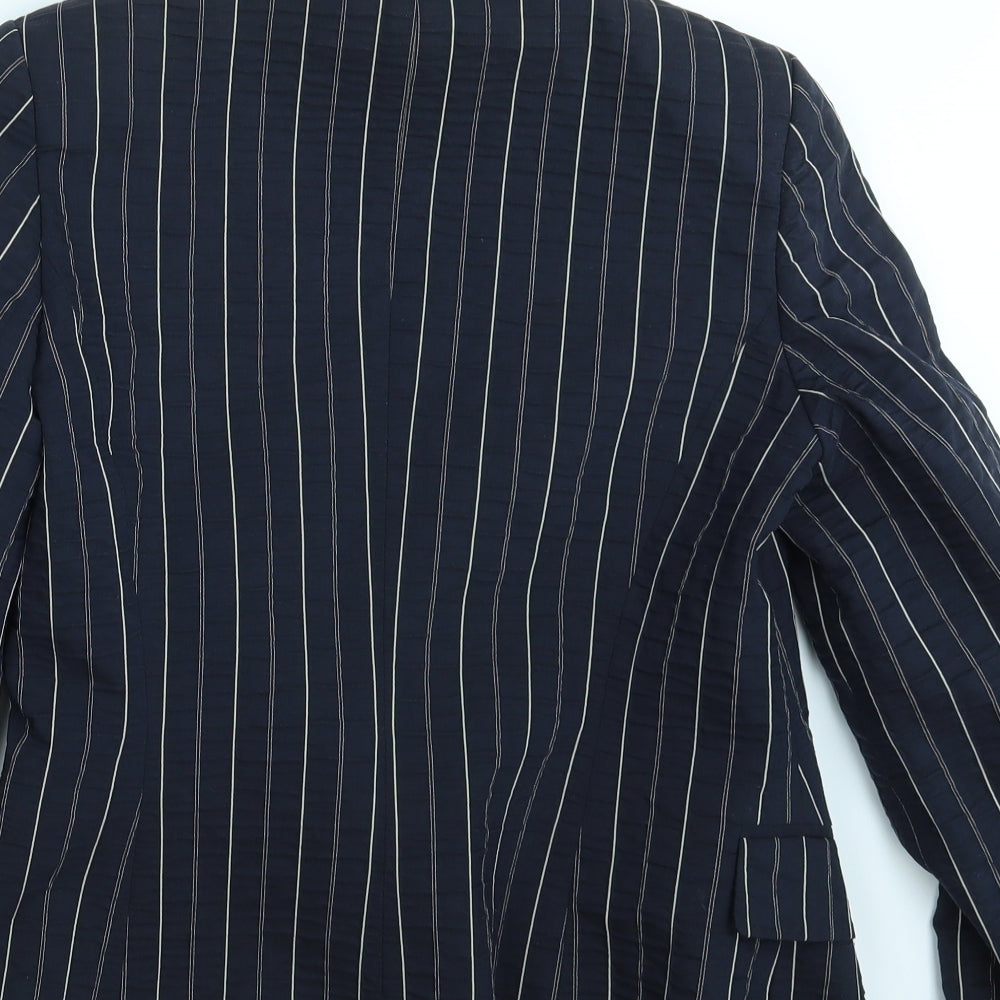Libra Womens Blue Striped  Jacket Blazer Size 10