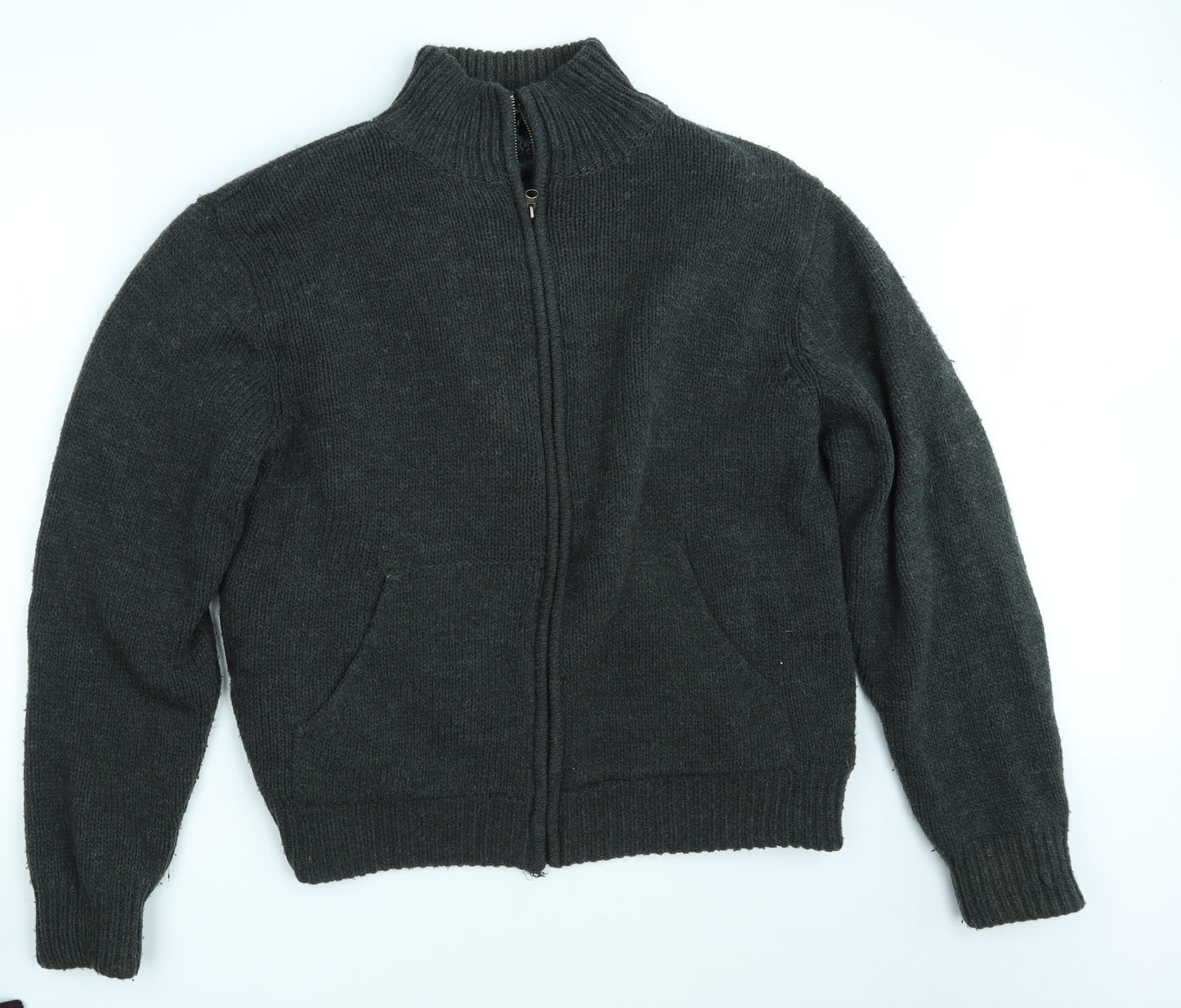 Dissident Mens Green  Knit Full Zip Jumper Size XL