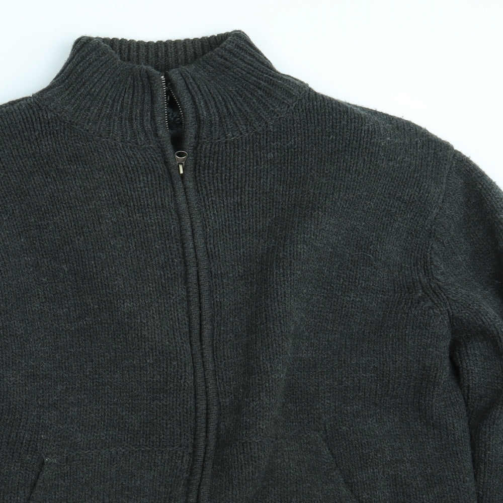 Dissident Mens Green  Knit Full Zip Jumper Size XL