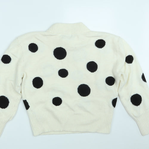 M&S Womens Ivory Polka Dot Knit Pullover Jumper Size L